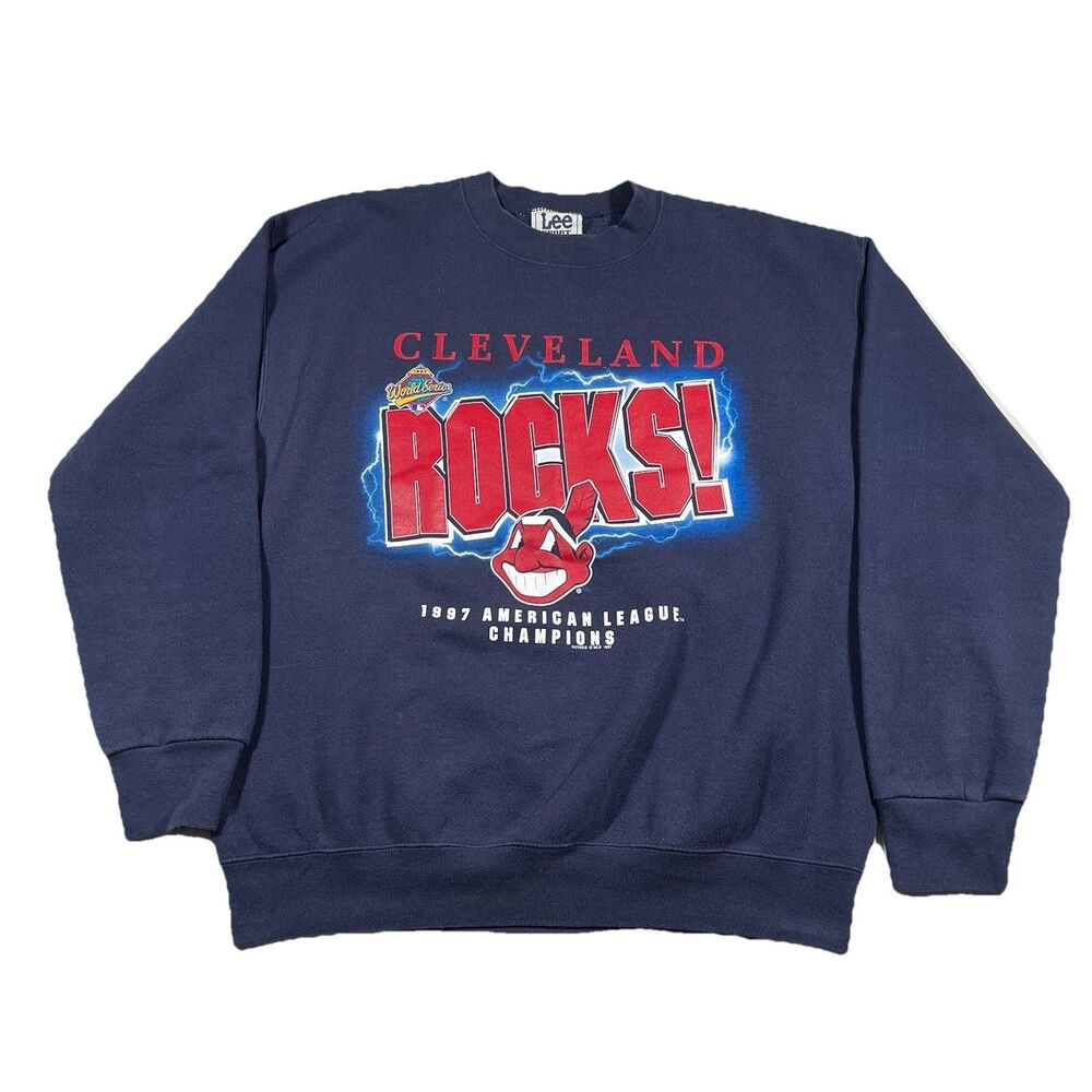 Vintage 1997 Cleveland Indians Rocks Crewneck Sweatshirt USA Made Lee L